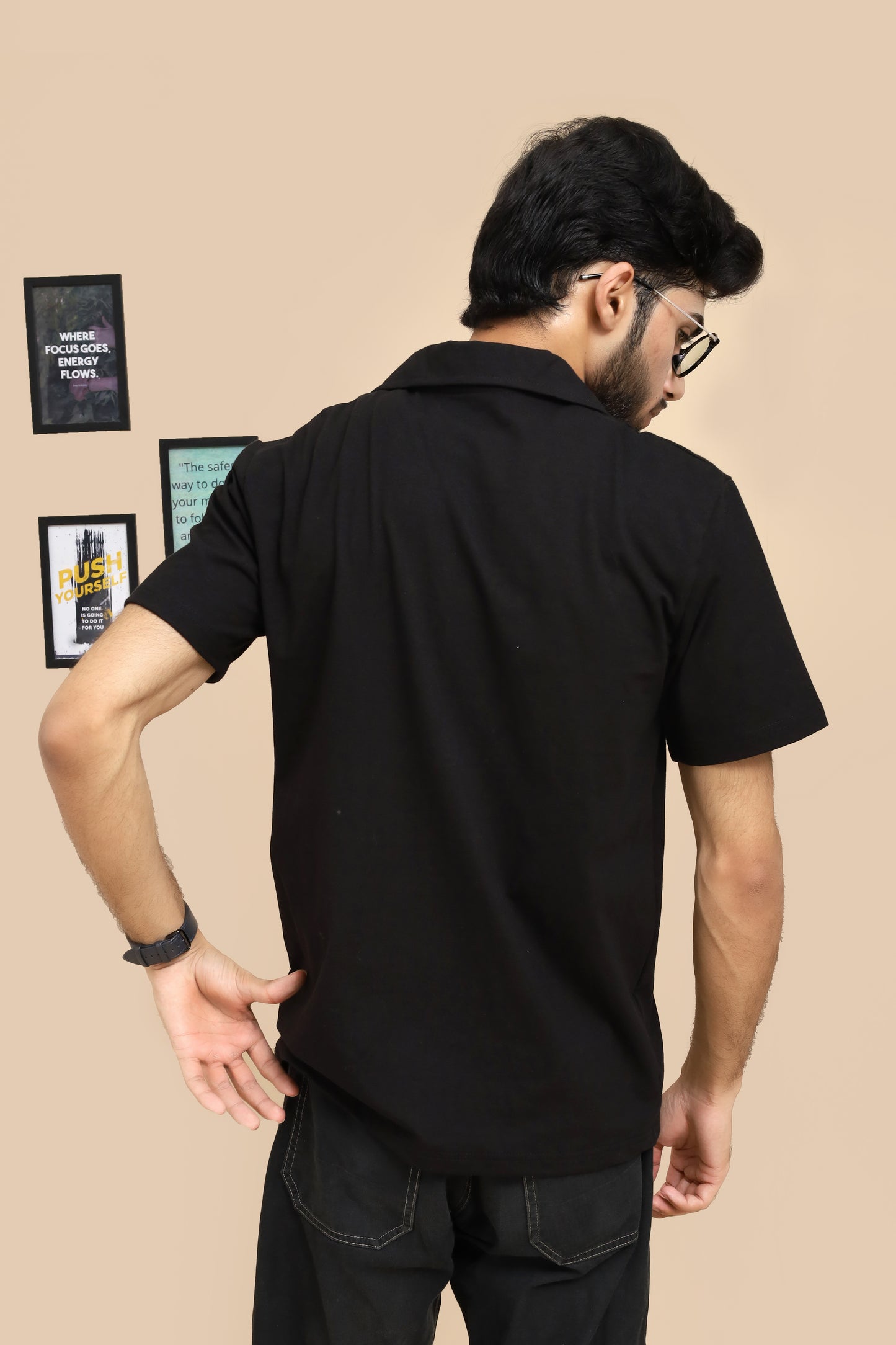 Johnny Collar Cotton Polo - Classic Fit - BLACK