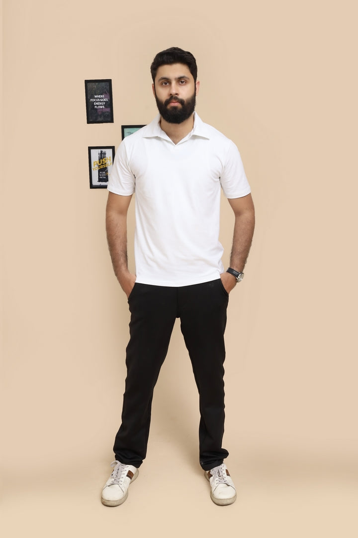 Johnny Collar Cotton Polo - Classic Fit - White