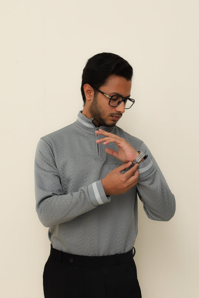 Steel Grey Cable Knit