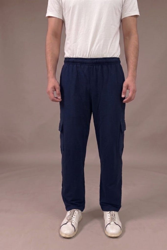Straight Fit Panel Cargo Trousers –Navy Blue