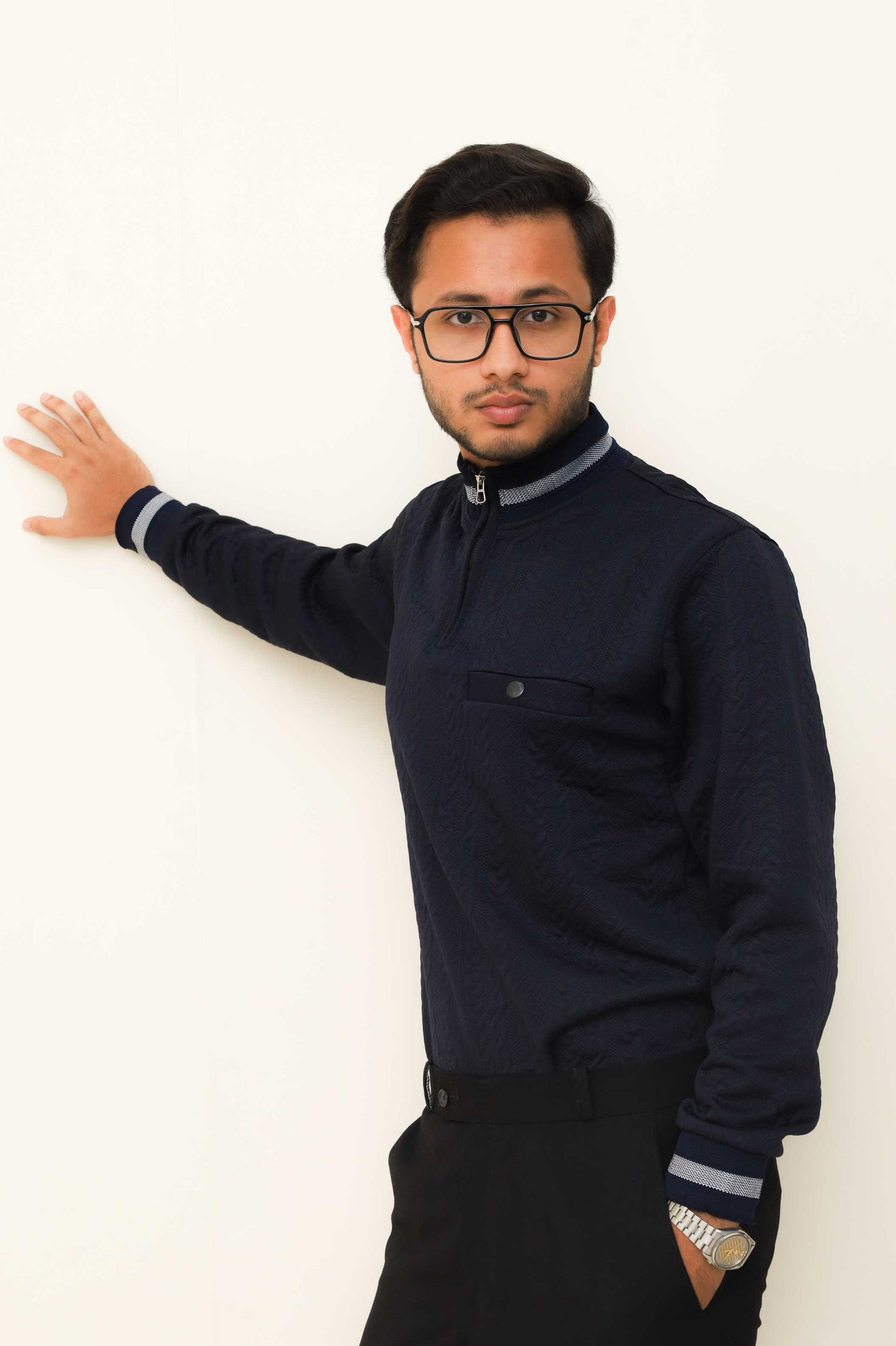 Navy Blue Cable Knit