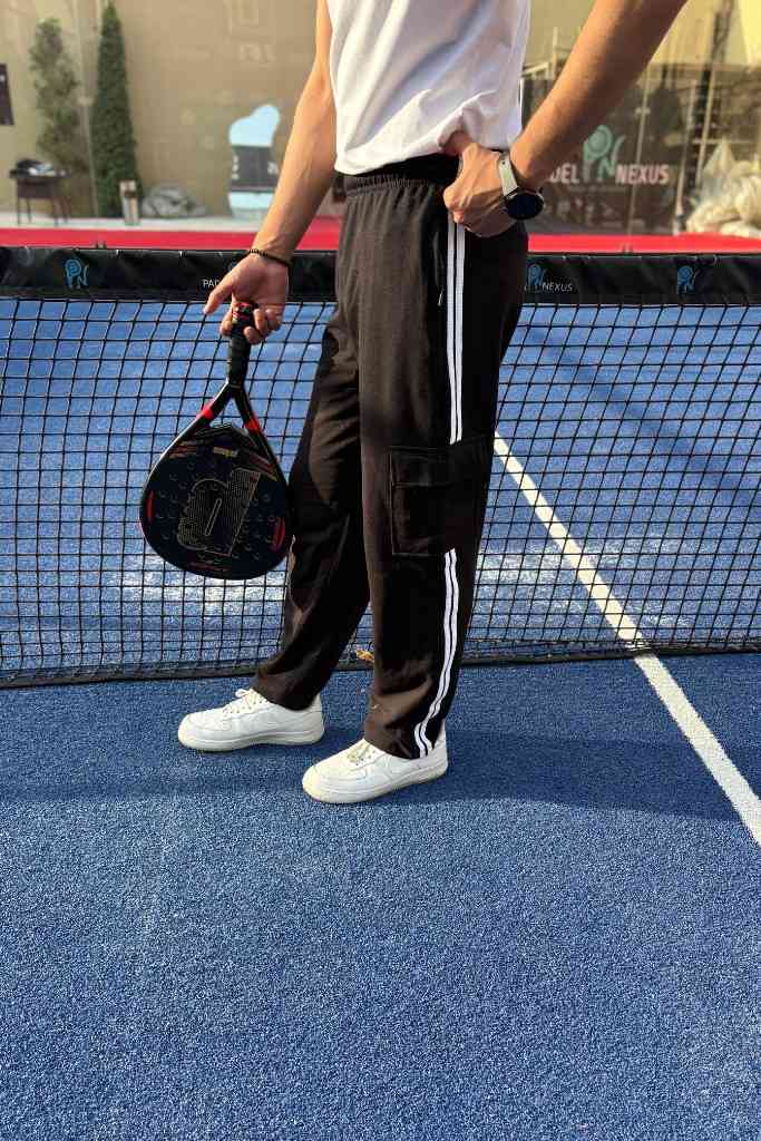 Straight Fit Panel Cargo Trousers –Black