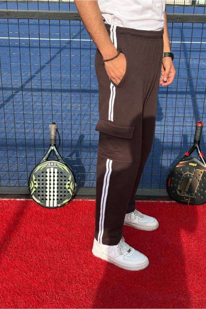 Straight Fit Panel Cargo Trousers –Macha  Brown