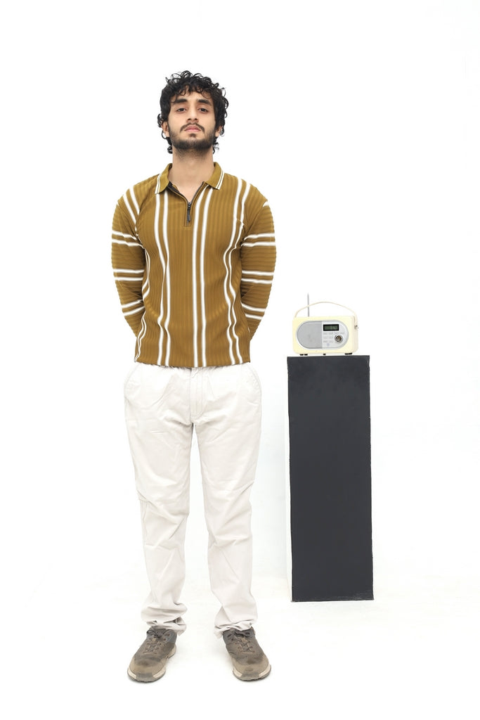 OLIVE BROWN VINTAGE KNIT POLO