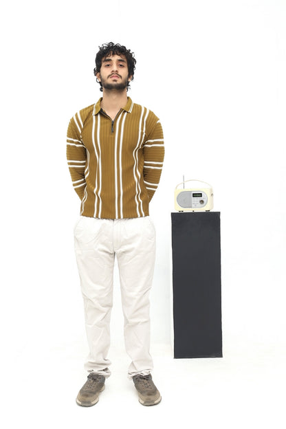 OLIVE BROWN VINTAGE KNIT POLO