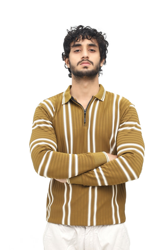 OLIVE BROWN VINTAGE KNIT POLO