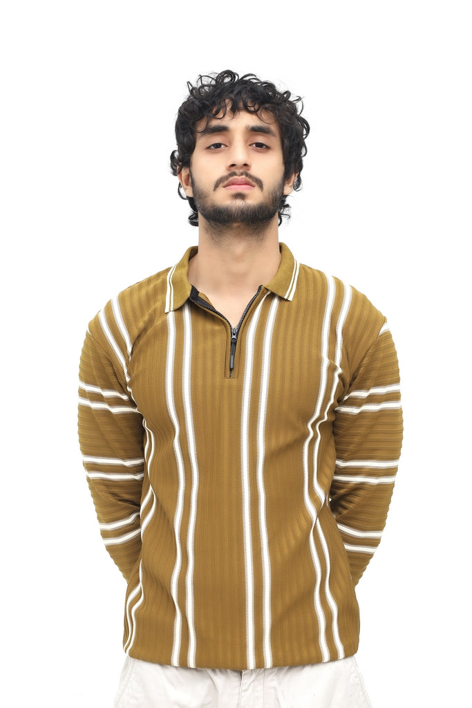 OLIVE BROWN VINTAGE KNIT POLO