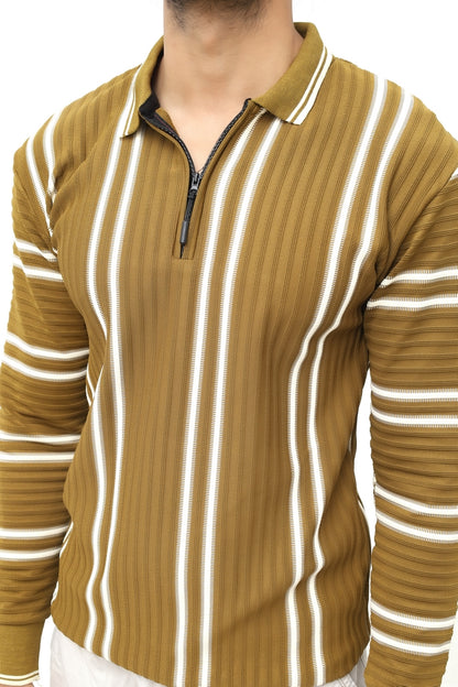OLIVE BROWN VINTAGE KNIT POLO
