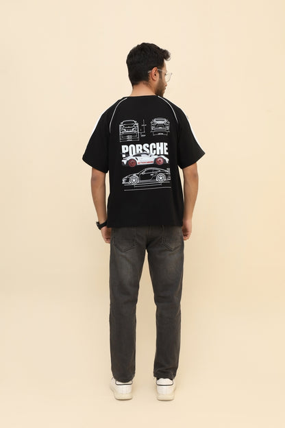 Porsche Apex Oversized Panel Tee- Black