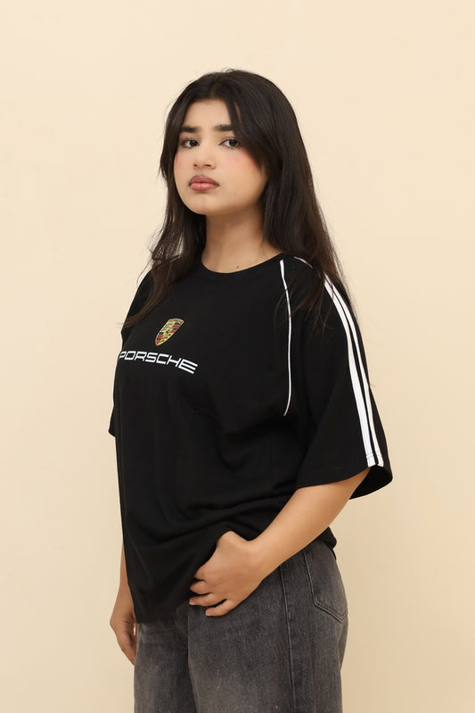 Porsche Apex Oversized Panel Tee- Black
