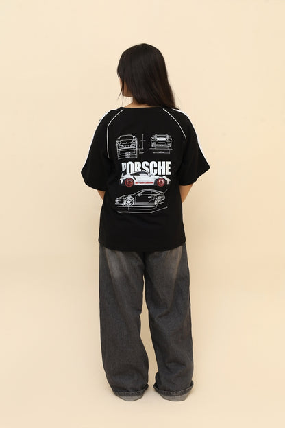 Porsche Apex Oversized Panel Tee- Black