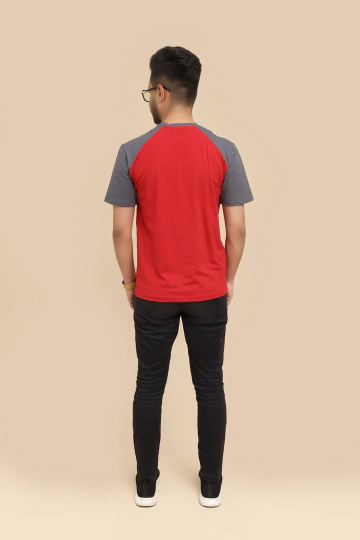 Classic Red-Grey Raglan Sleeve Tee