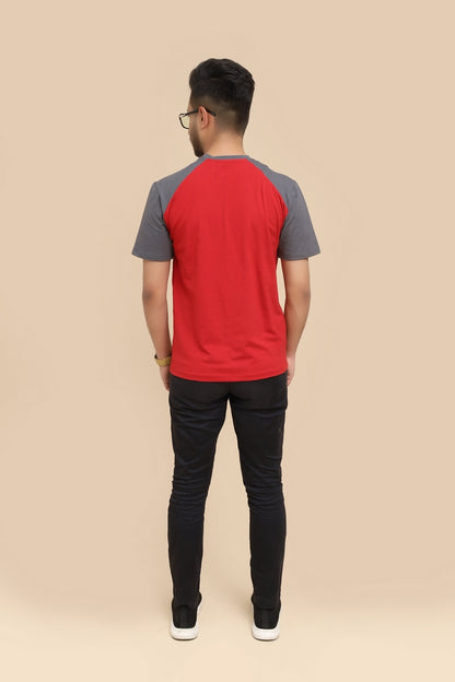 Classic Red-Grey Raglan Sleeve Tee