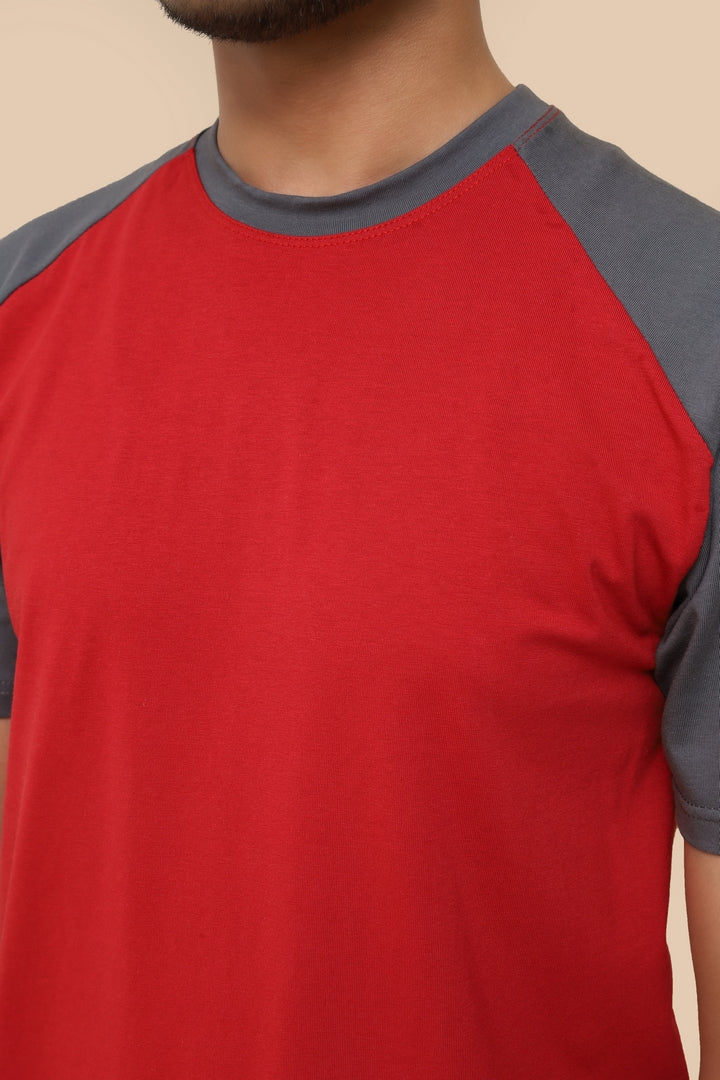 Classic Red-Grey Raglan Sleeve Tee