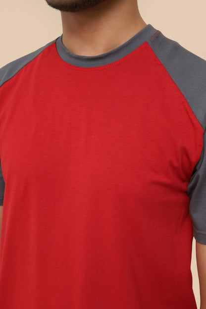Classic Red-Grey Raglan Sleeve Tee
