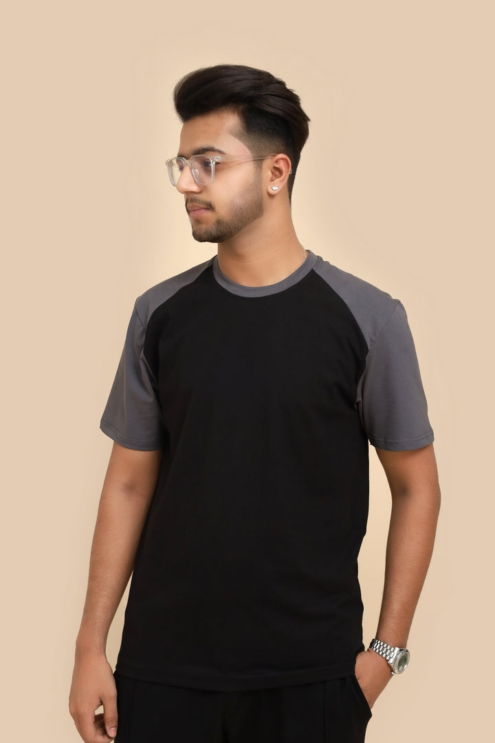 Classic Black-Grey Raglan Sleeve Tee
