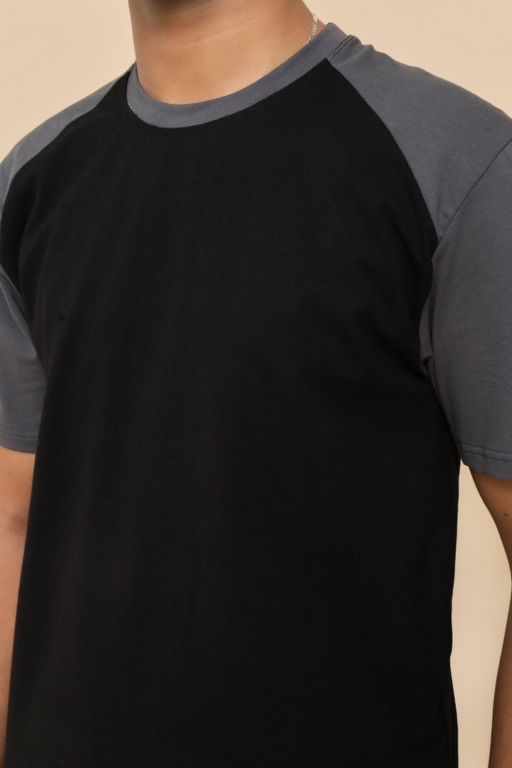 Classic Black-Grey Raglan Sleeve Tee