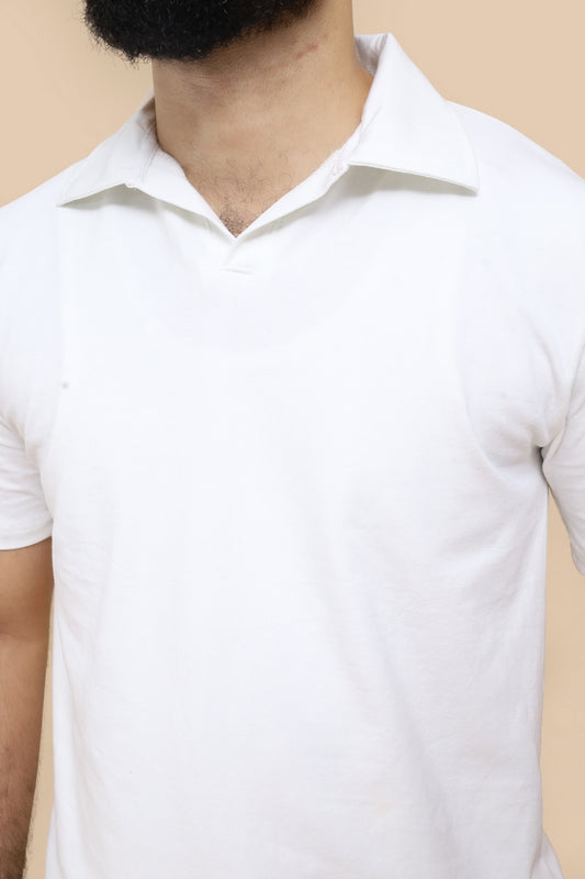 Johnny Collar Cotton Polo - Classic Fit - White