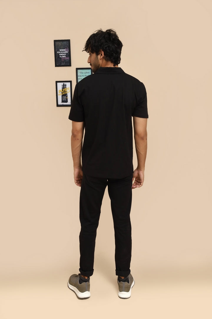 Black Cuban Collar Shirt