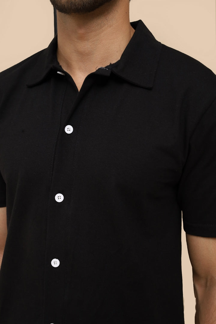 Black Cuban Collar Shirt