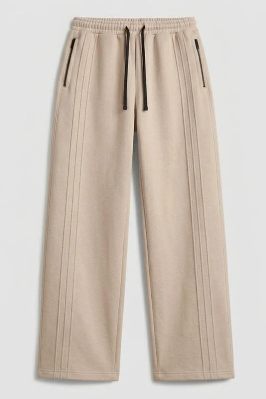 Beige-TriLine Wide Leg Trousers