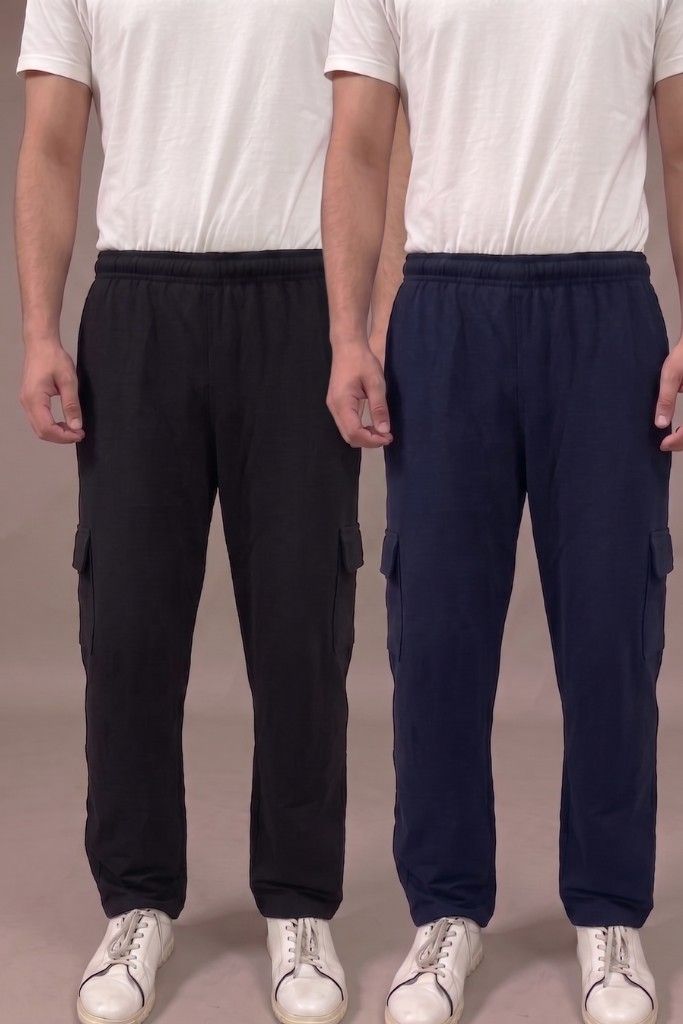 Black & Blue Straight Fit Cargo Trouser Bundle