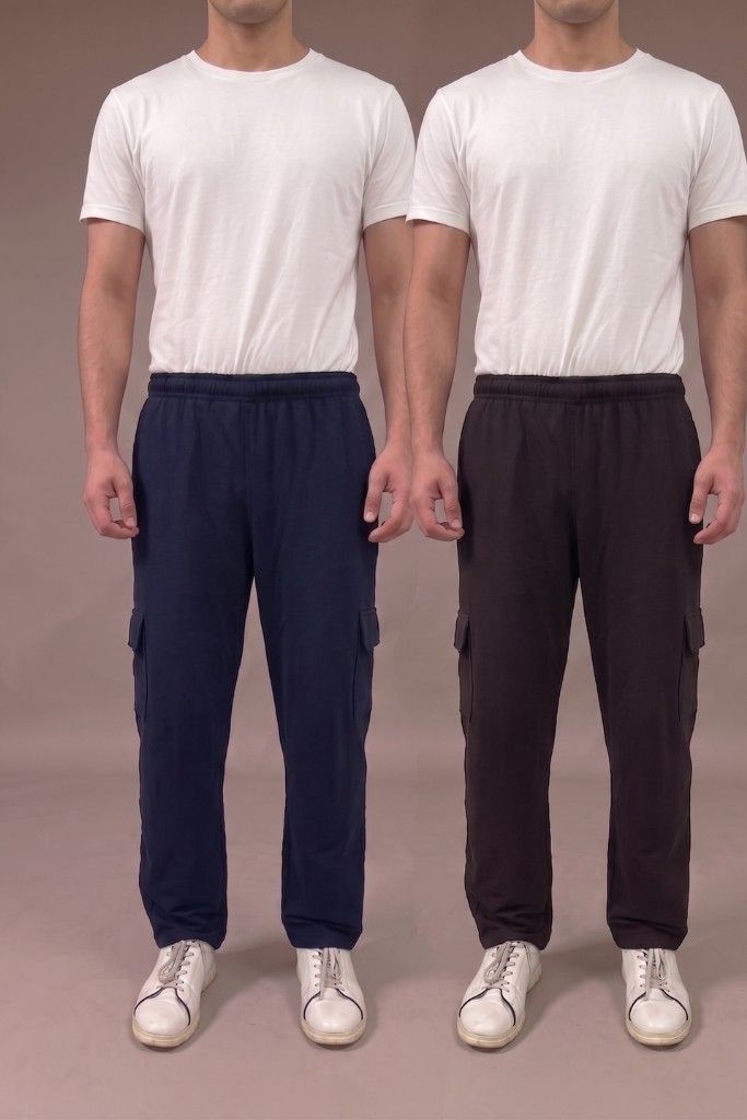 Navy & Brown Straight Fit Cargo Trouser Bundle