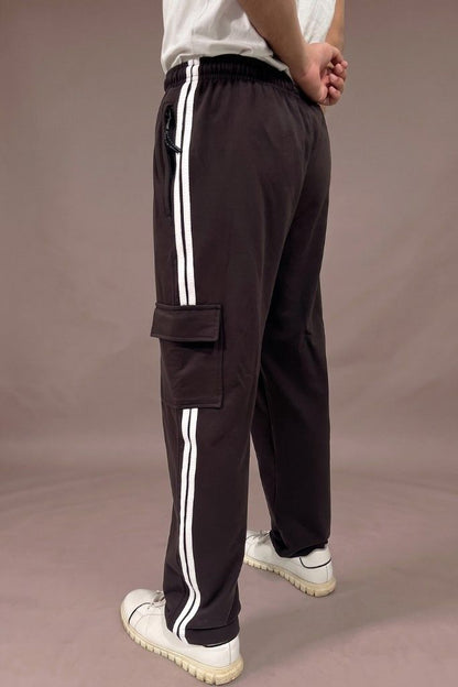 Straight Fit Panel Cargo Trousers –Macha  Brown