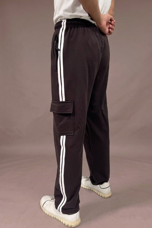 Straight Fit Panel Cargo Trousers –Macha  Brown