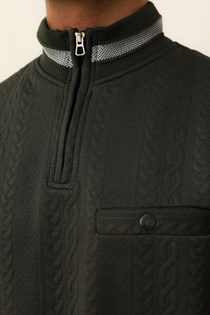 Olive Green Cable Knit