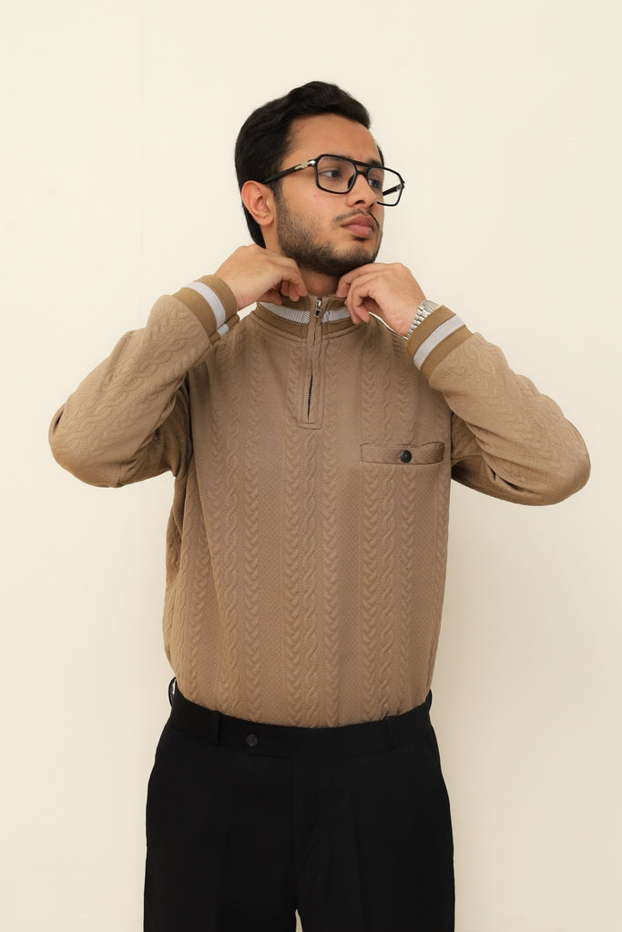 Camel Brown Cable Knit