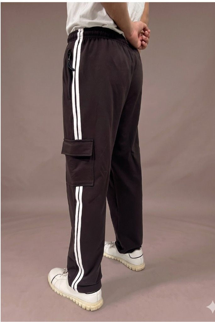 Straight Fit Panel Cargo Trousers –Macha  Brown