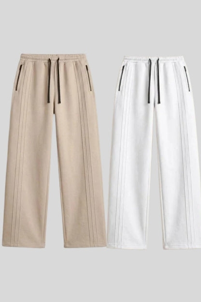 White & Beige Tri-line Wide Leg Duo